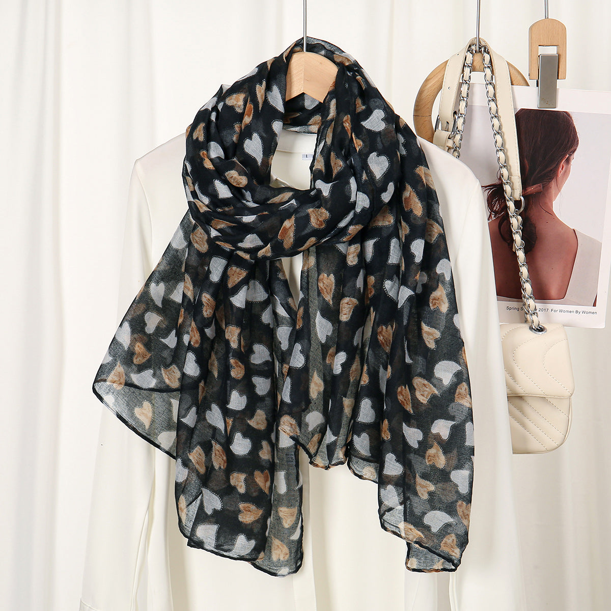 Elegant heart shaped printed soft long hijab / orna