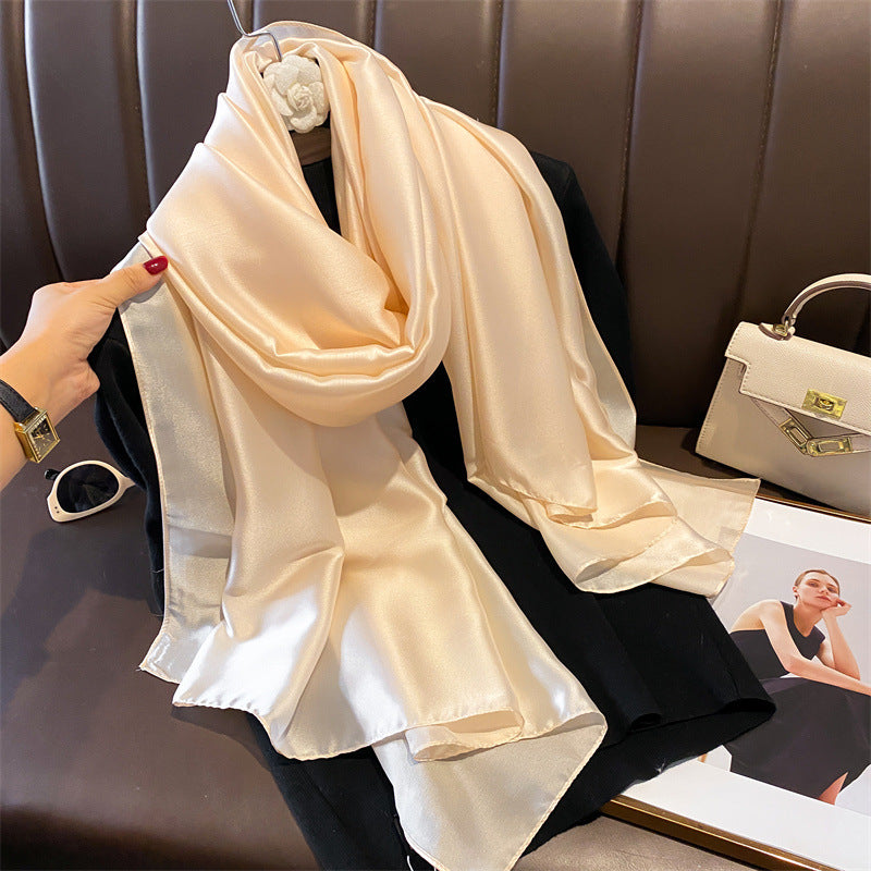 Fashionable Beige Color Long Shiny Imported Satin Silk Hijab / Orna