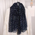 Elegant Navy Blue Color Heart Patterned Soft Lightweight Long Hijab / Orna