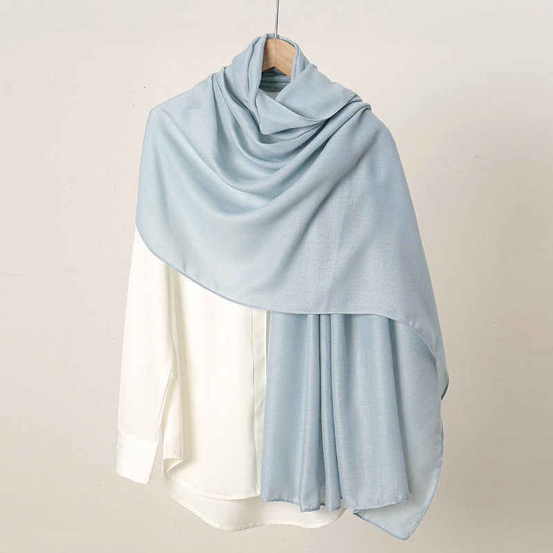 Sophisticated light blue color long cotton hijab