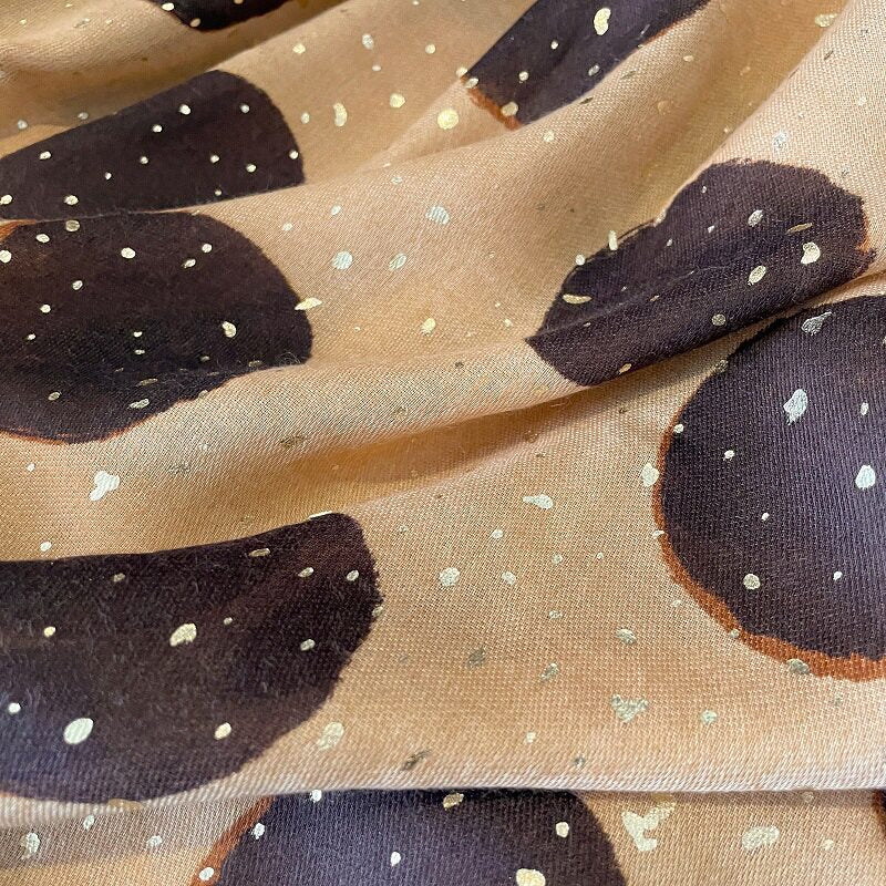 Beautiful Khaki Color Polka Dot Printed Bronzing Color High Quality Imported Long Soft Party Hijab / Orna