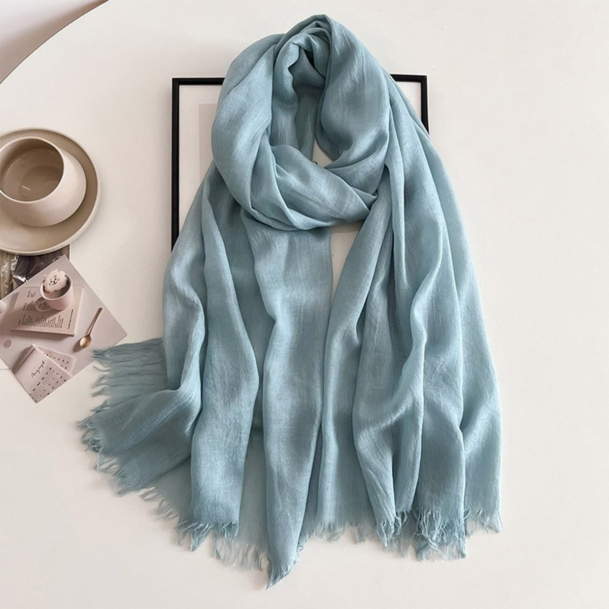 Elegant Pastel Green Imported Super Soft Big Size Summer Friendly Cotton Hijab / Orna