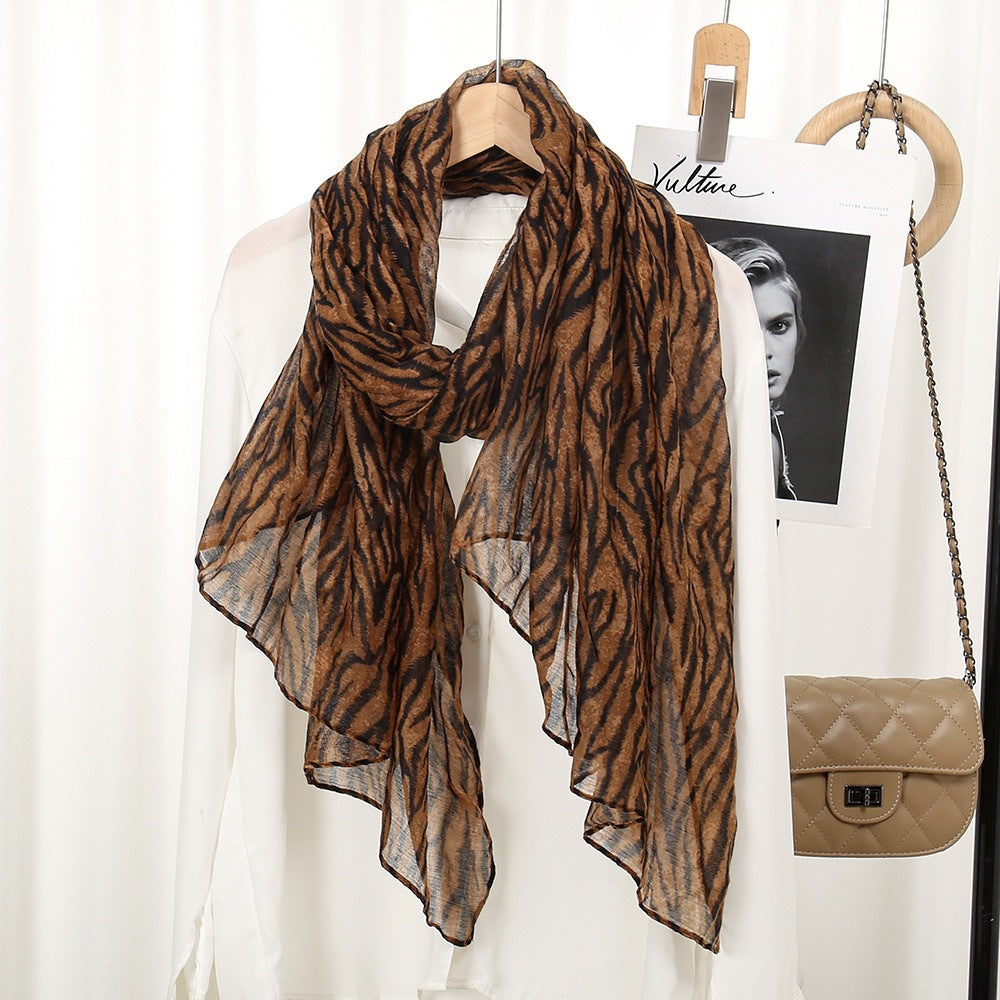 Caramel Color Leopard Printed Scarf