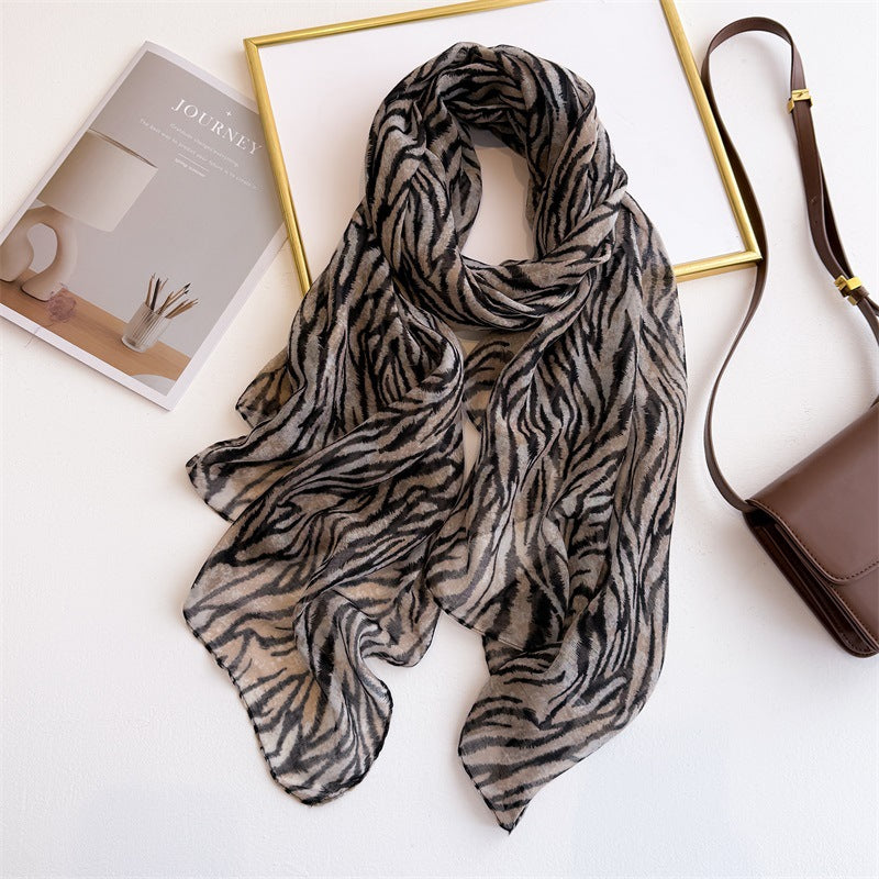 Beautiful zebra printed Beige Color Soft Long Hijab/ Orna