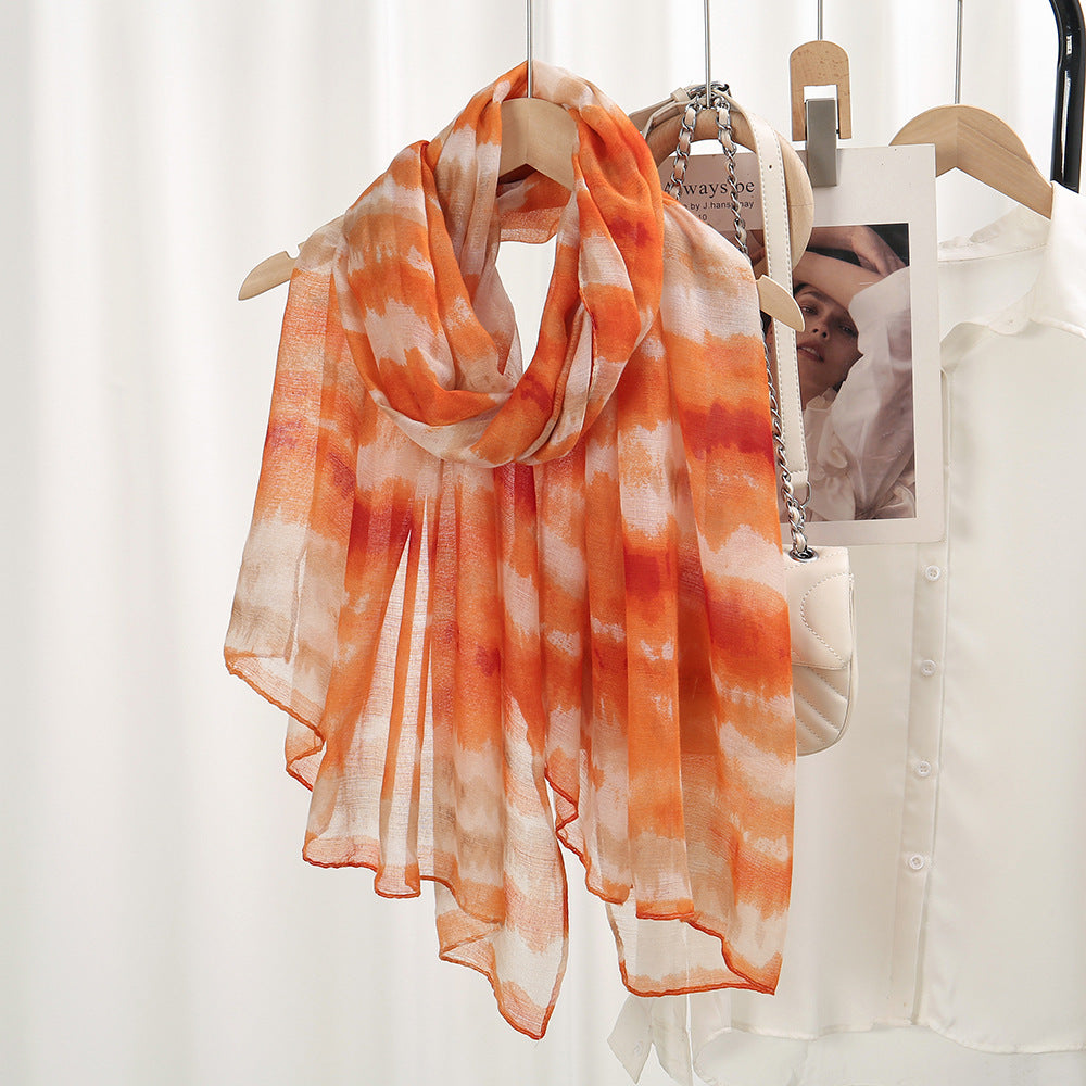 Beautiful Orange Tie Dye Soft Long Summer Friendly Hijab / Orna