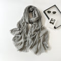Elegant Grey Color Versatile Artistic Lace Edged Imported Premium Summer Friendly Cotton Hijab / Orna