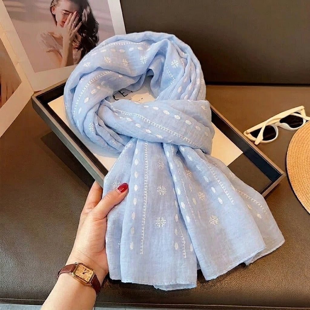 Stylish sky blue cotton long hijab