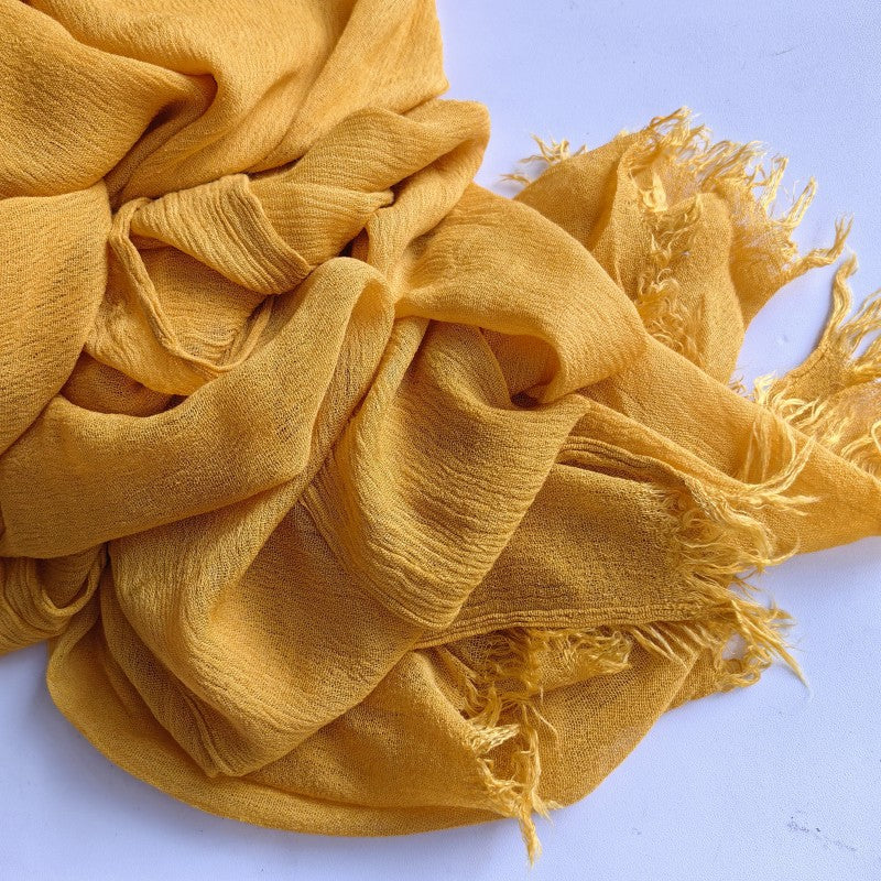 Beautiful Mustard Yellow Color Imported Super Soft Breathable Long Rayon Cotton Hijab / Orna