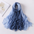 Elegant Sky Blue Soft Gradient Natural Muslim Women Comfortable Imported Crinkle Cotton Hijab / Orna
