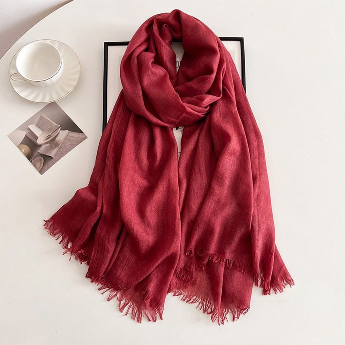 Gorgeous Burgundy Imported Super Soft Big Size Summer Friendly Cotton Hijab / Orna