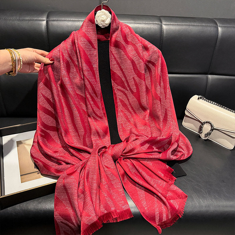 Gorgeous Red Color Shiny Imported Party Hijab / Orna