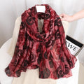 Imported Wine Red Color Floral Printed Soft Long Hijab / Orna