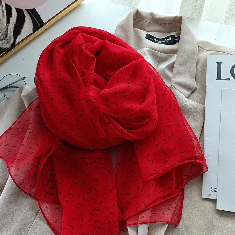 Gorgeous red color soft imported georgette scarf / orna