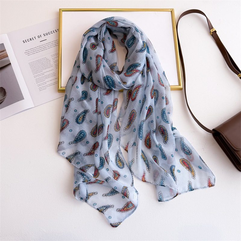Colorful paisley printed soft long hijab / orna