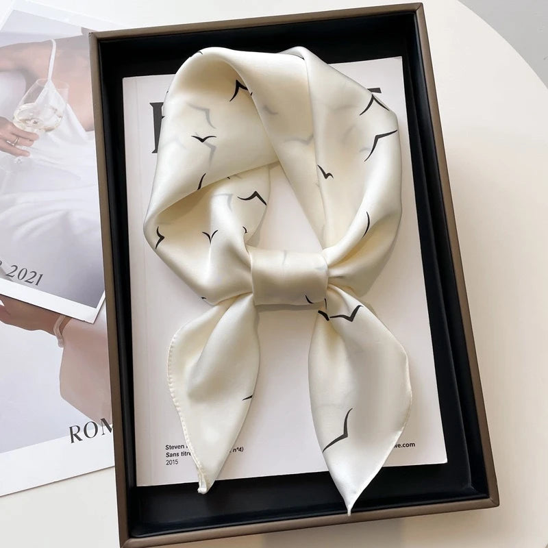 Elegant white color silk scarf