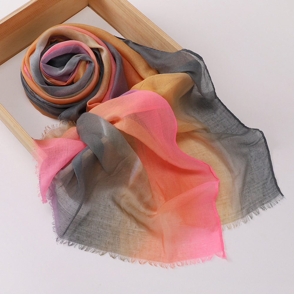 Lovely Coral Pink & Ash Color Summer Friendly Gradient Color Imported Long Hijab / Orna