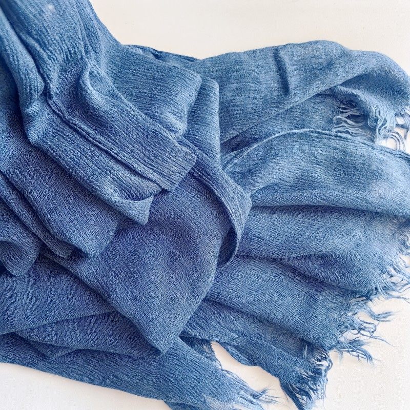Classy blue color long cotton rayon hijab/orna