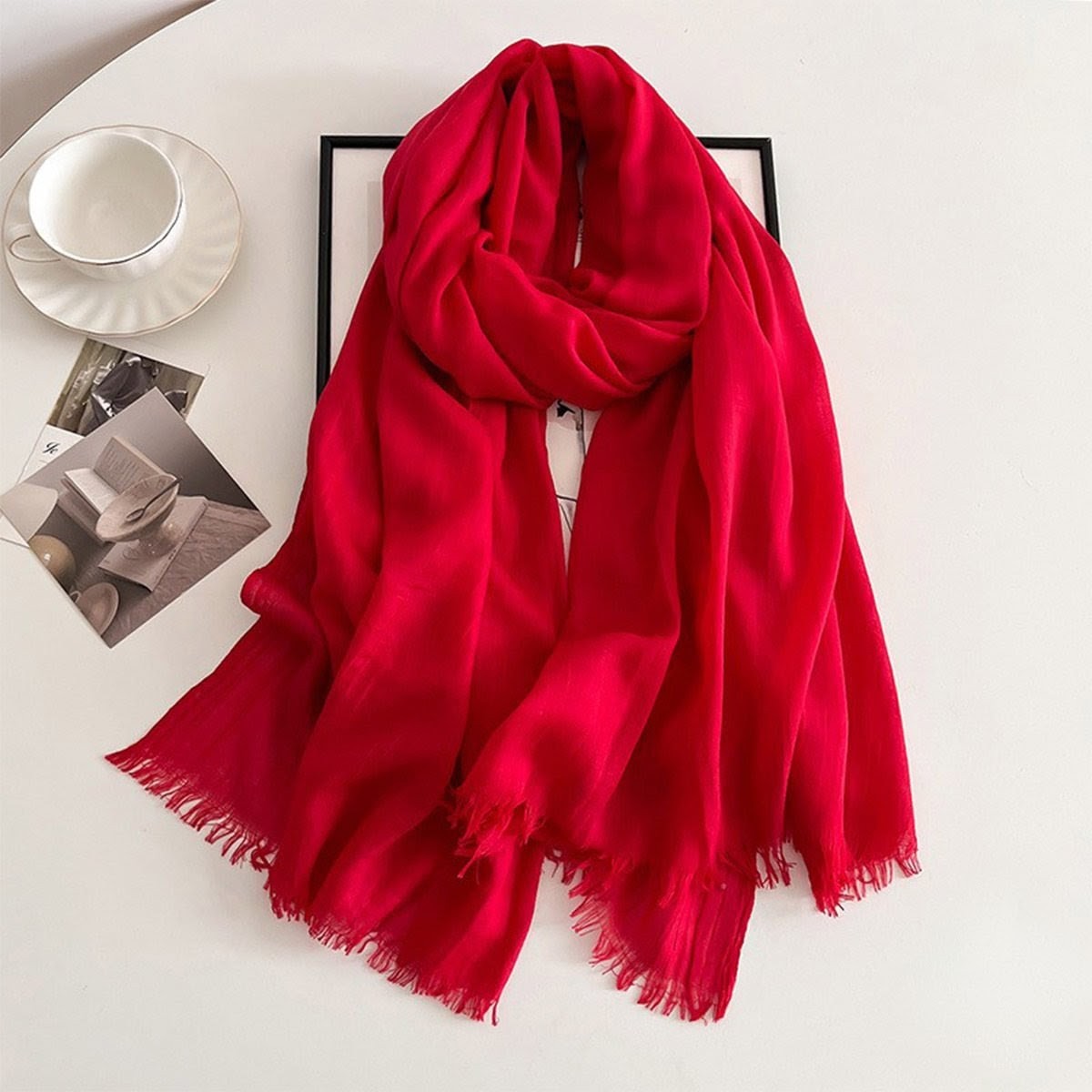 Gorgeous Red Color Imported Super Soft Big Size Summer Friendly Cotton Hijab / Orna