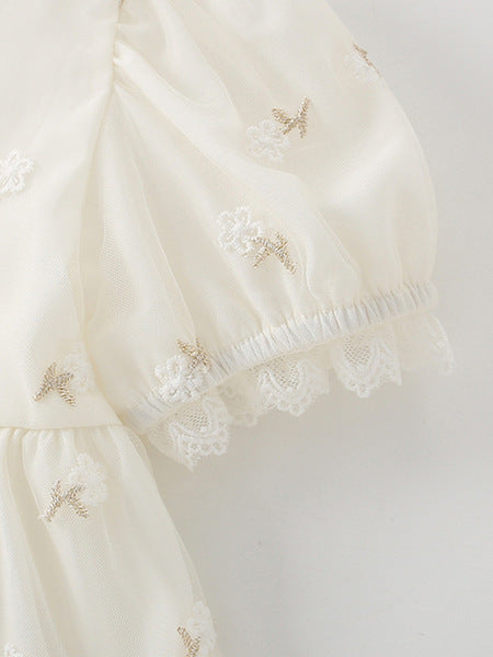 Imported malwee girls dress summer new European and American children's western style round neck short sleeve skirt for little girls