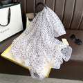 Polka dot printed black white color long scarf