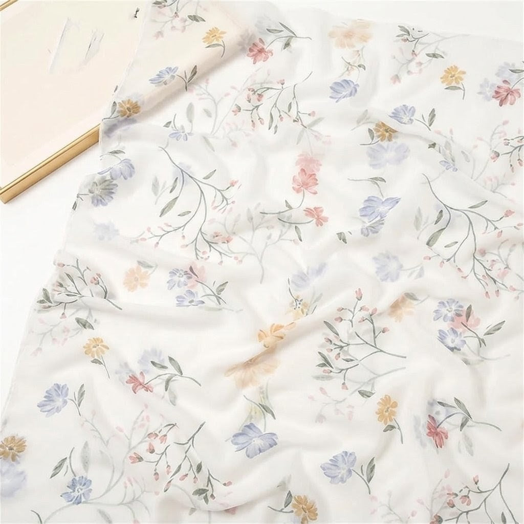 Colorful Floral Printed Super Soft Summer Friendly Imported Long Tassel Hijab / Orna