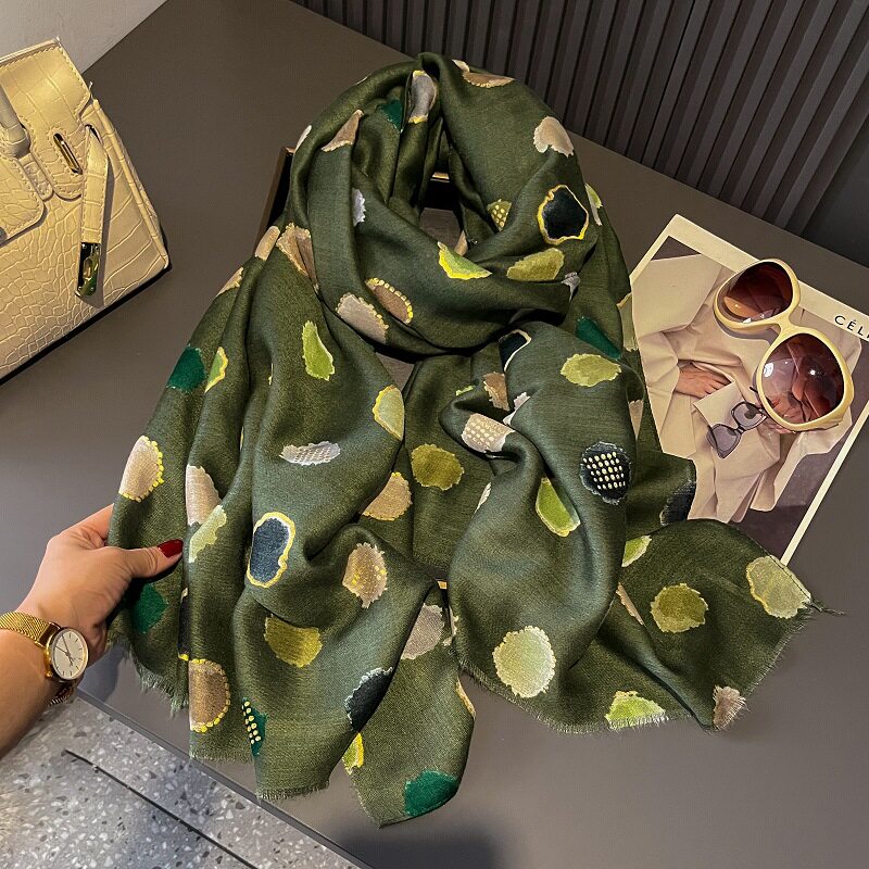 Elegant green colour polka dot soft cotton hijab