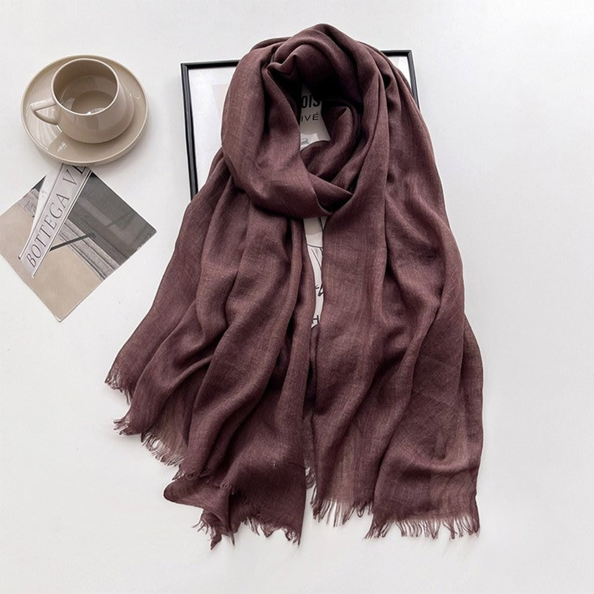 Stunning Coffee Color Imported Super Soft Big Size Summer Friendly Cotton Hijab / Orna