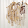 Beautiful Beige Color Floral Printed Summer Friendly Long Hijab / Orna