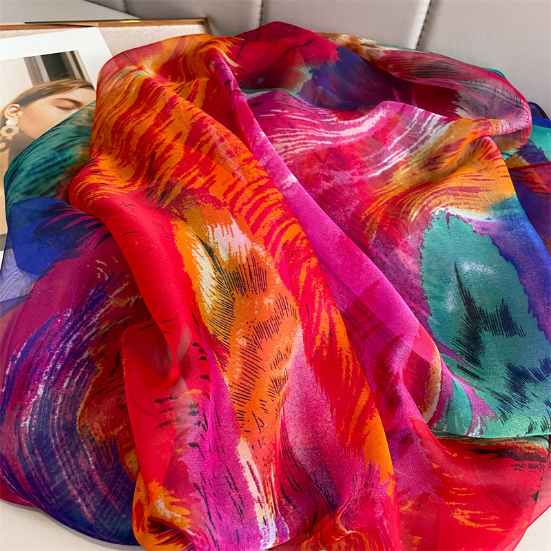 Imported colorful transparent long silk scarf / orna