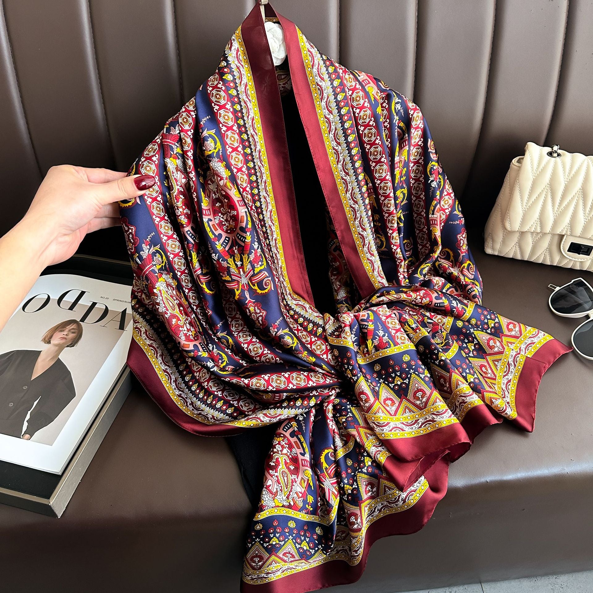 Beautiful ethnic printed silk hijab