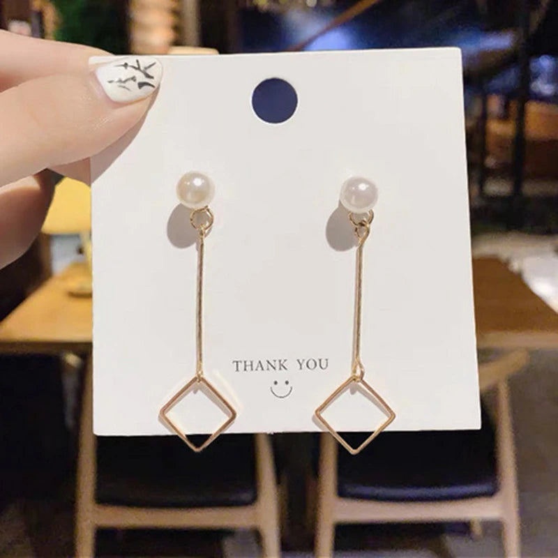 Golden color pearl earrings