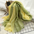 Stunning Sage Green Yellow Lightweight Gradient Color Summer Friendly Imported Tie-Dye Hijab / Orna