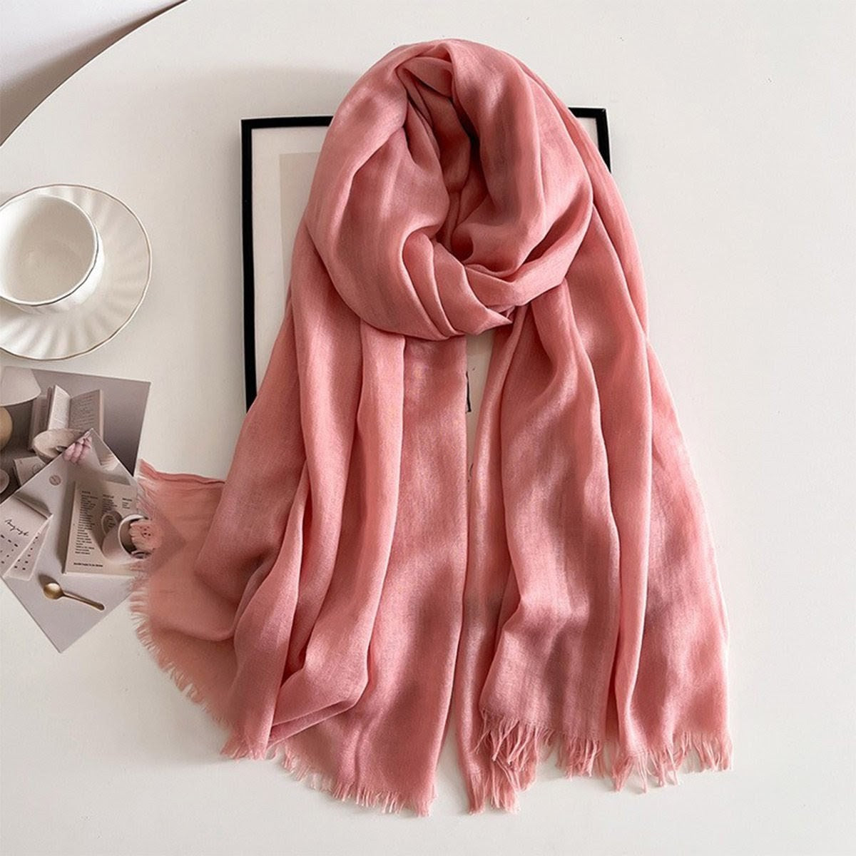 Pretty Dusty Rose Imported Super Soft Big Size Summer Friendly Cotton Hijab / Orna
