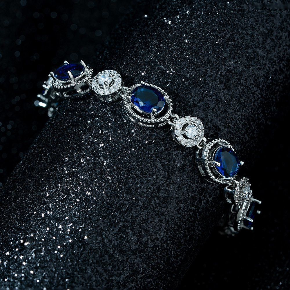 Korean Style Blue Zircon Cross-Border Foreign Trade Exclusive Imported Bracelet