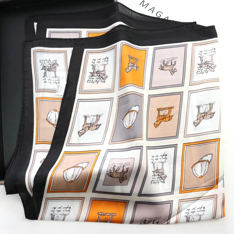 Colorful silk square scarf