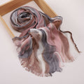 Sophisticated Beige Color High Quality Tudung Rayon Cotton Scarf Women Girl Ombre Striped Imported Long Crinkle Breathable Printed Hijab / Orna