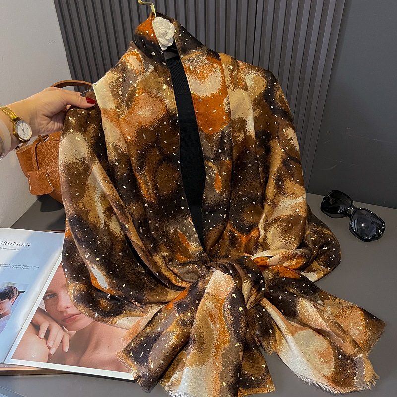 Beautiful Ombre Tie Dye Paint Bronzing Brown Color High Quality Imported Long Soft Glitter Hijab / Orna