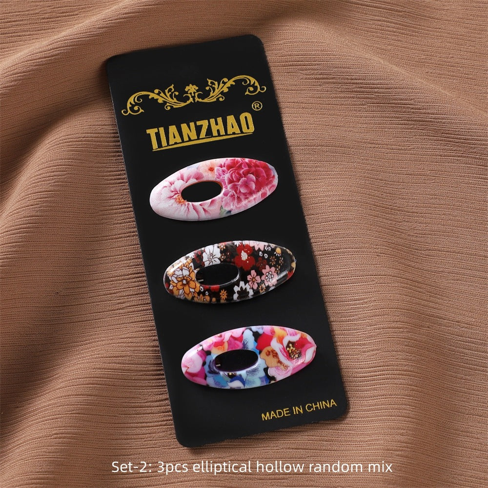 New Cover Needle Printing Oval Hollow Love Bow Imported Safety Pin Retail Fixed Scarf Needle Three Pack