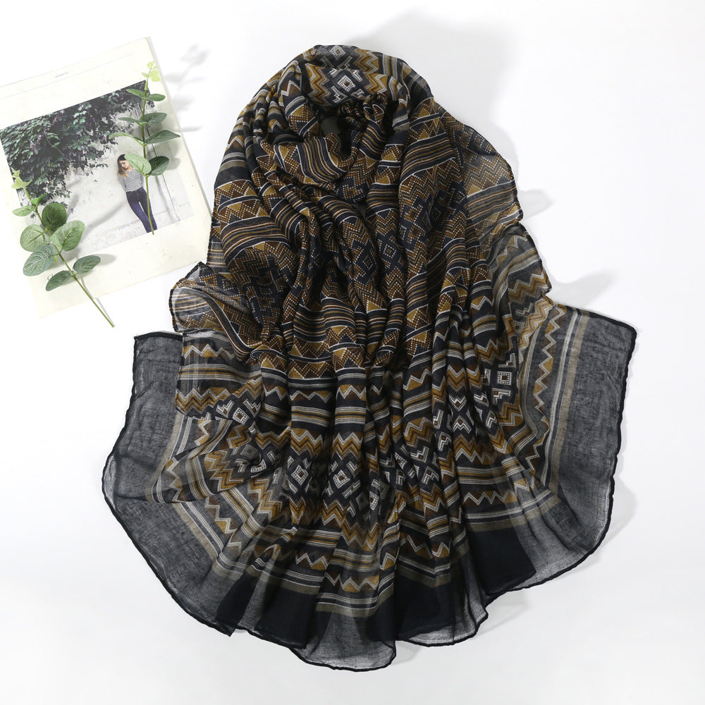 Stunning Black Yellow Imported Classic Ethnic Style Super Soft Summer Friendly Long Hijab / Orna