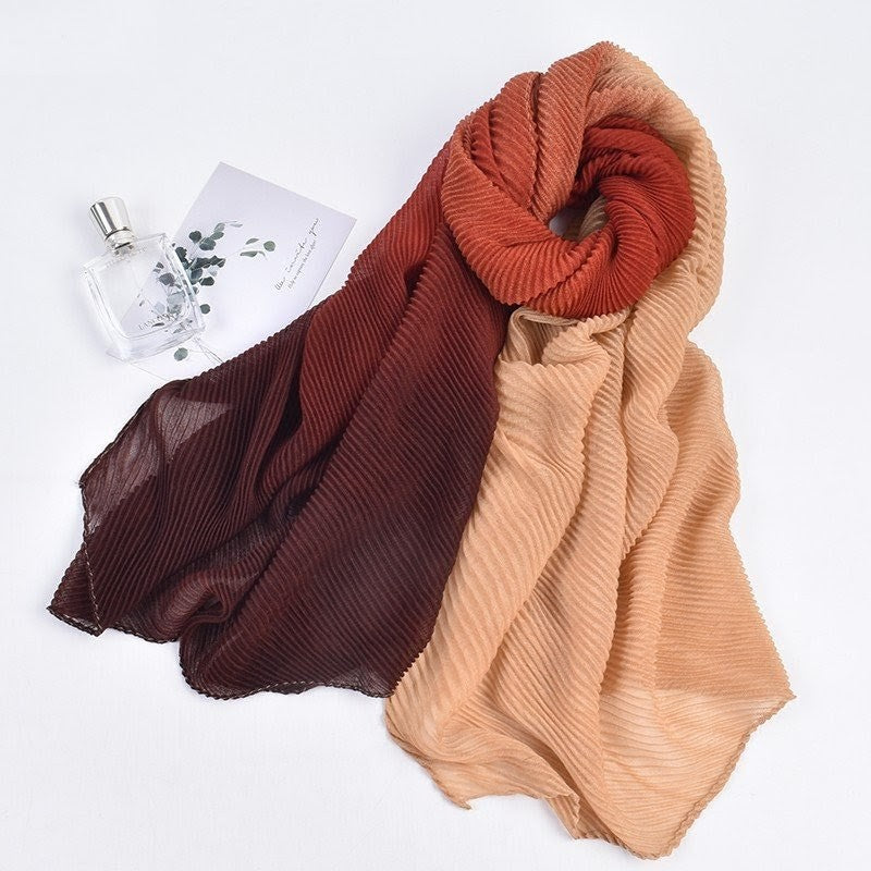 Colorful long silk imported gradient hijab / orna