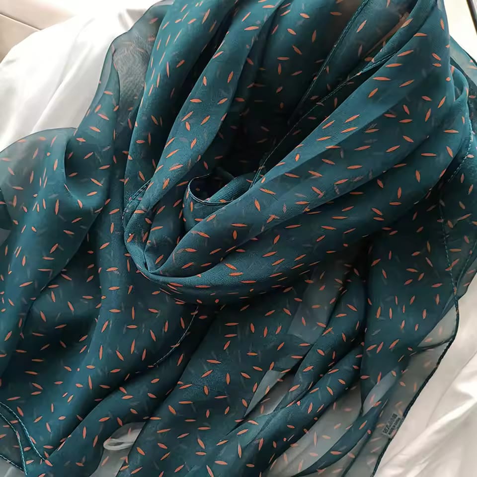 Greenish blue soft long georgette scarf / orna