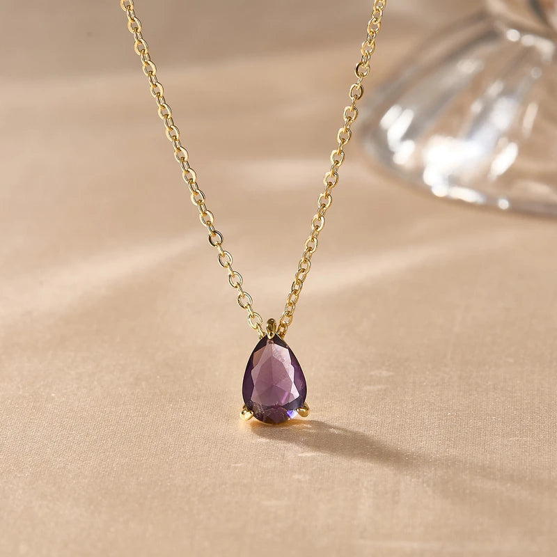 Classy light purple color waterdrop pendant