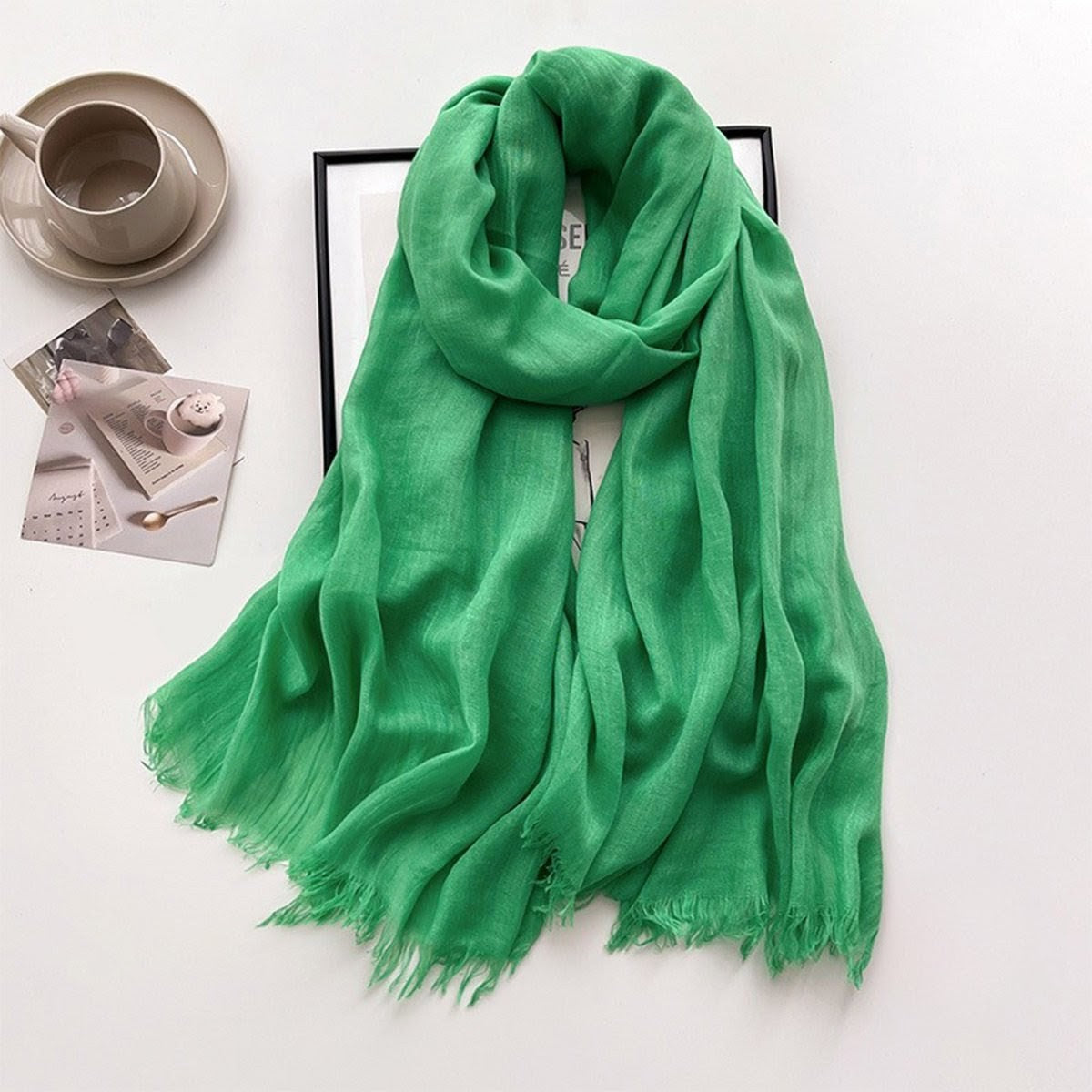 Classy Emerald Green Imported Super Soft Big Size Summer Friendly Cotton Hijab / Orna
