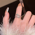 High Quality Korean Style Exquisite Zircon Ring Ring Women's Opening Adjustable Dieting Finger Ring Light Luxury Niche Personalized Design Imported Adjustable Ring