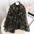 Classy Dark Green Colour Floral Patterned Soft Lightweight Long Hijab / Orna