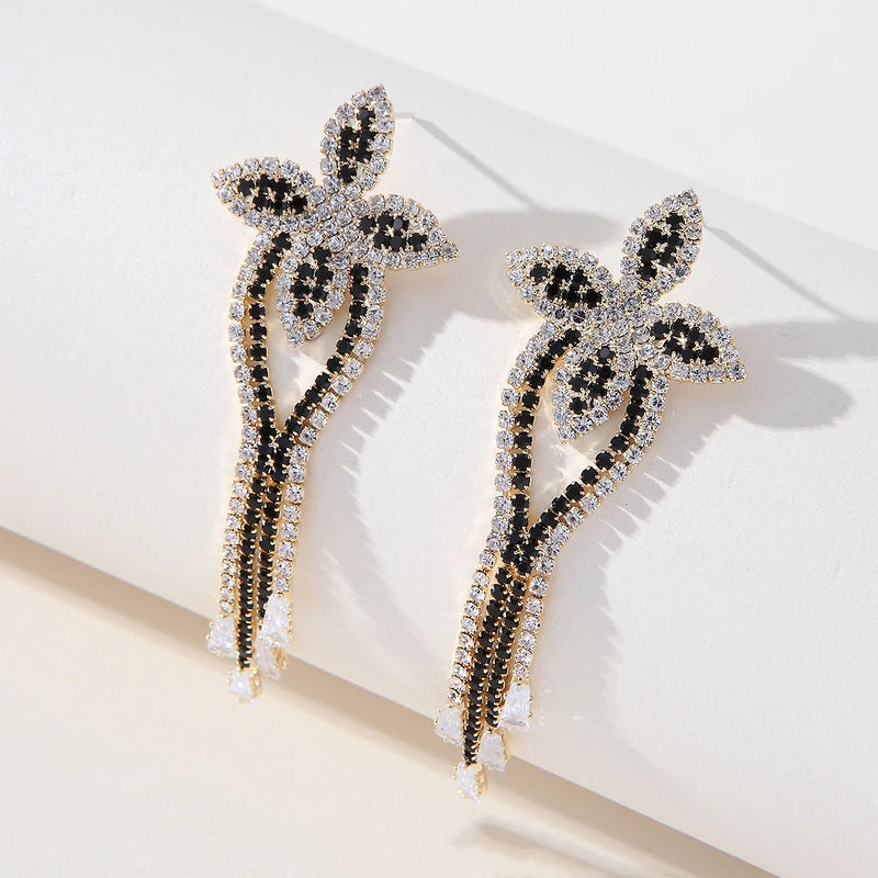 Elegant crystal tassel earrings
