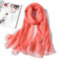 Beautiful Orange Colour Transparent Solid Color Soft Long Silk Scarf / Orna