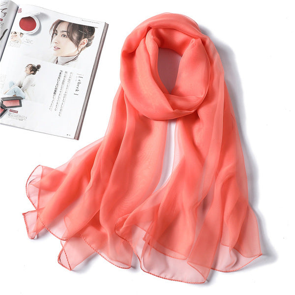 Beautiful Orange Colour Transparent Solid Color Soft Long Silk Scarf / Orna