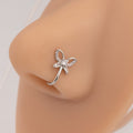 Fashionable Butterfly Zircon Silver U-shaped Non Piercing Copper Plated Imported Nose Ring / Nose Pin