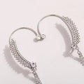 Stunning Silver Color Chain Pearl Crystal Tassel Ear Cuff Without Piercing Clip Earrings Irregular Ear Clip ( 1 pair)